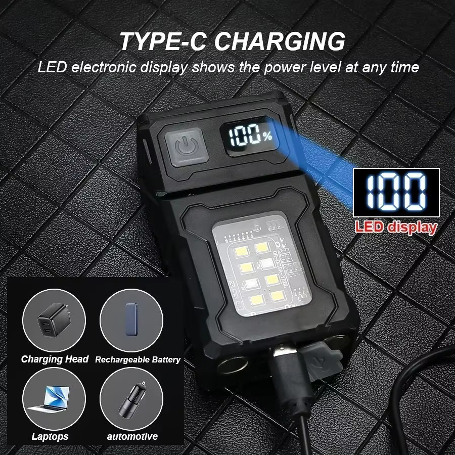 ZHIYU MINI USB wiederaufladbare LED-Taschenlampe mit Magnet und COB-Seitenlicht, 1000 lm, Schwarz, IPX4 wasserdicht - Bild 2