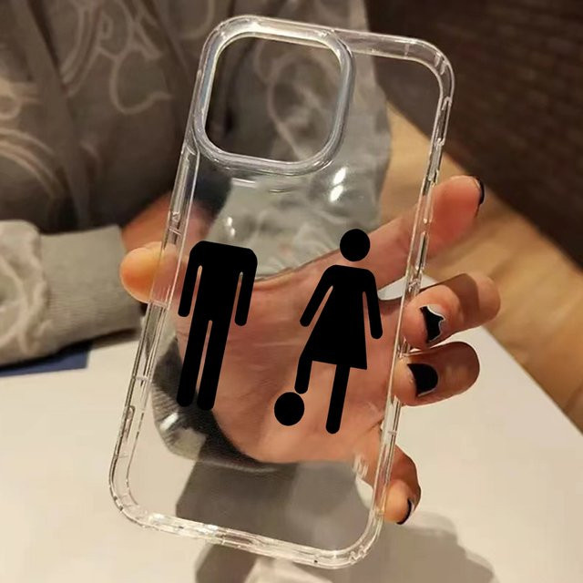 Transparente Silikon-Handyhülle mit schwarzem humorvollem Strichmännchen-Muster für Apple iPhone 17 Air 16 15 14 13 12 11 Pro Max XS X XR 15 Plus - Bild 1