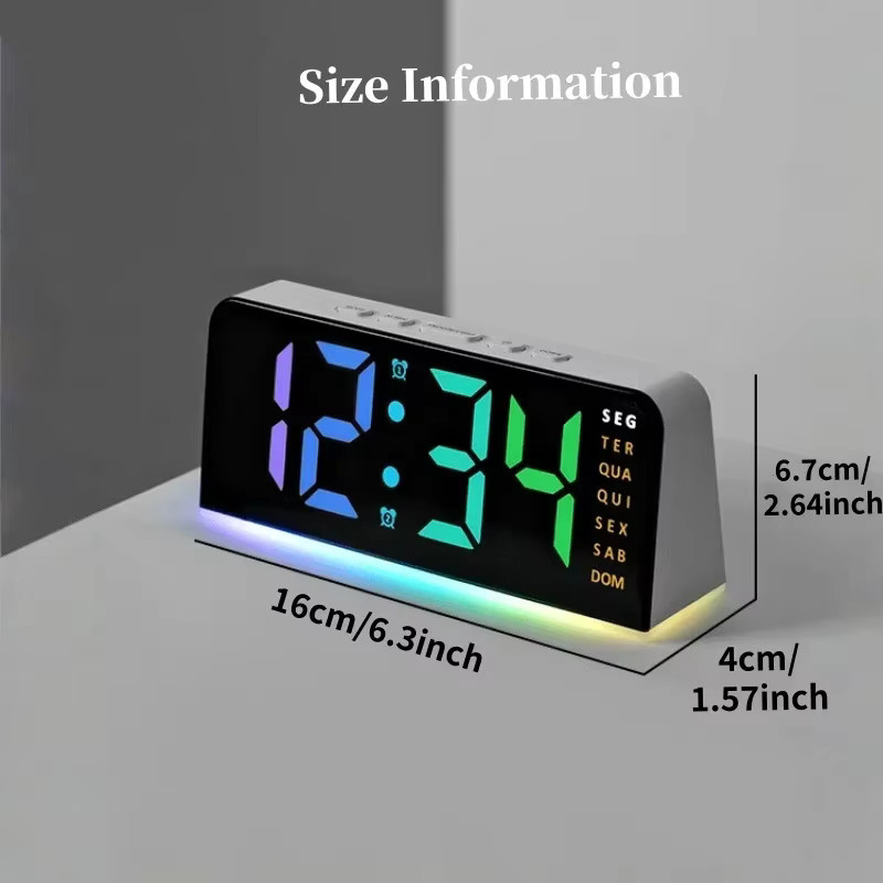 XMSJ Light Week 2 Digitaler Wecker mit RGB Stimmungslicht in 13 Farben, Schwarz, Multicolour, LED-Tischuhr mit Schlummerfunktion und 4 Helligkeitsstufen - Bild 3