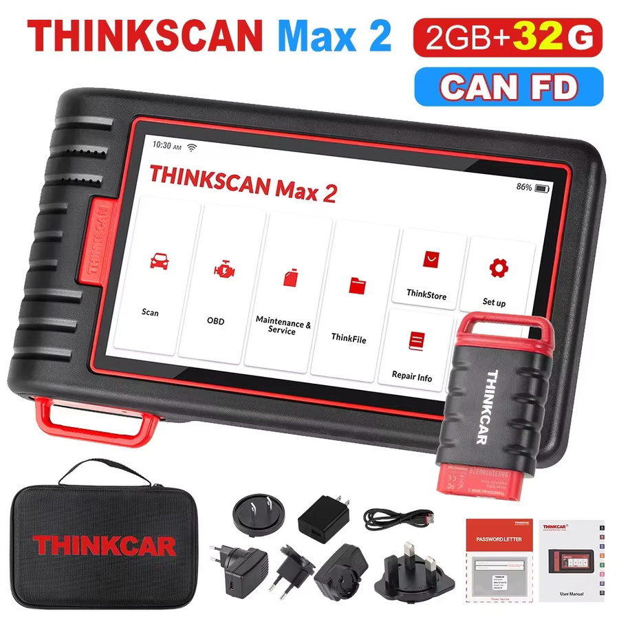THINKCAR Thinkscan Max 2 OBD2 Scanner Auto-Diagnosegerät mit CAN FD und FCA AutoAuth, Alle Systeme, 28 Reset-Funktionen, Farbe: Schwarz - Bild 5