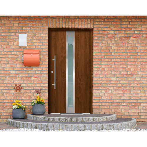 Splendoor Haustür RHODOS Prime aus Aluminium in Nussbaum Braun mit Glaseinsatz - Bild 2