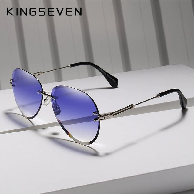 KINGSEVEN N802 Sonnenbrille Pilot, randlos, Multicolor, Metall, Damen - Bild 1