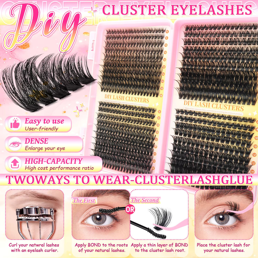 ORREUI Wimpernverlängerungs-Set mit Wimpernbuch und Wimpernbüscheln, Unisex - Bild 5