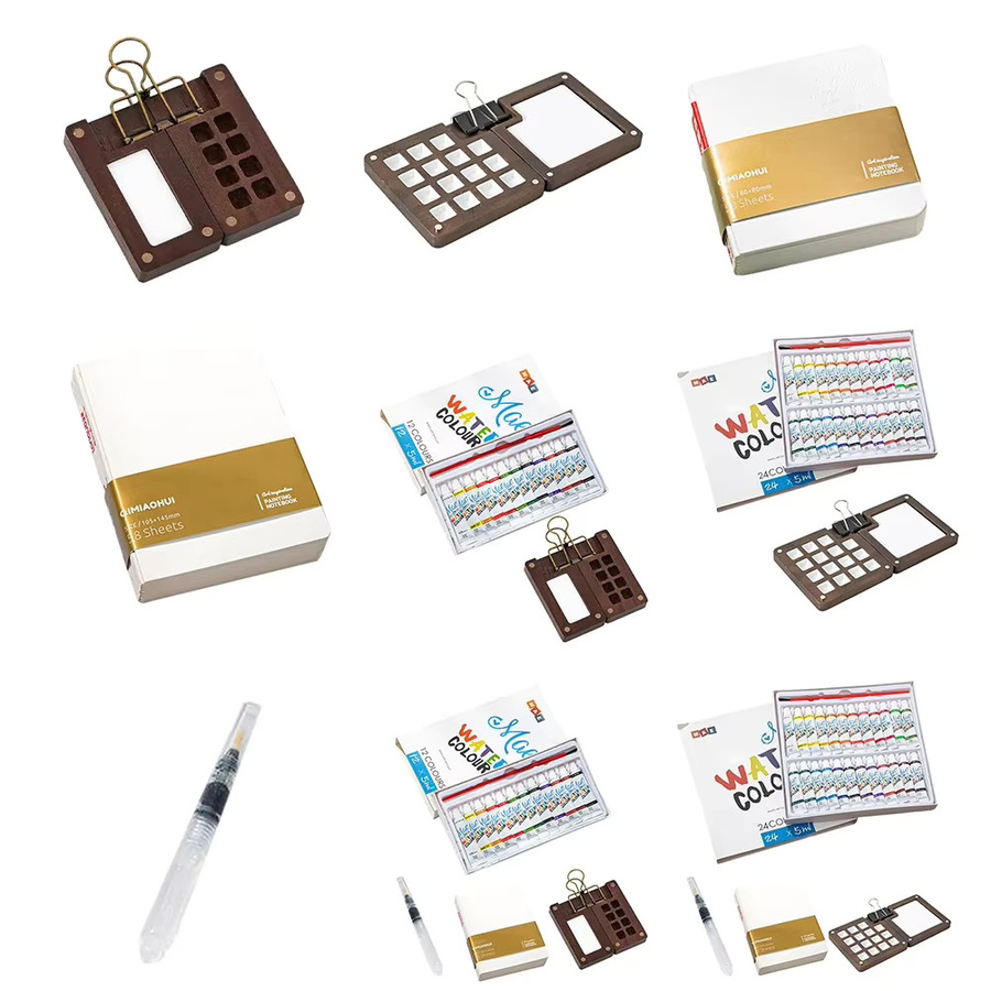 Tragbares Mini-Aquarellpaletten-Set mit Skizzenbuch und Binder-Clips in Multicolour für Künstler und Studenten - Bild 2