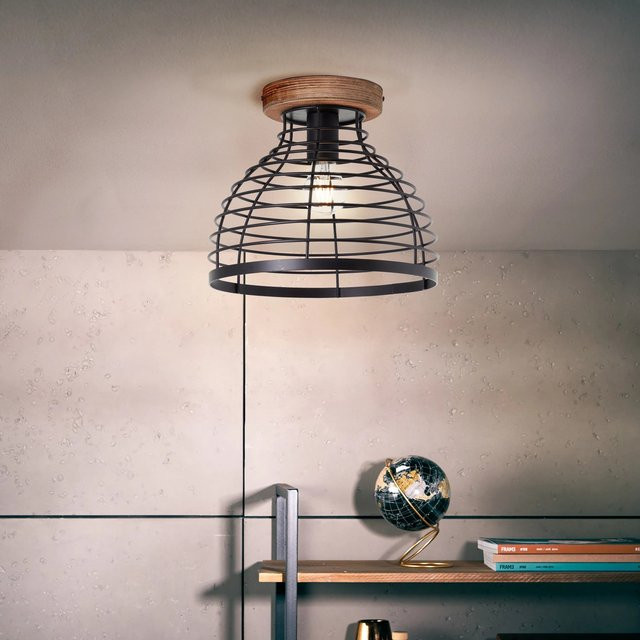 Brilliant Avia Deckenleuchte in Schwarz und Holz mit Durchmesser: 30 cm - Bild 1
