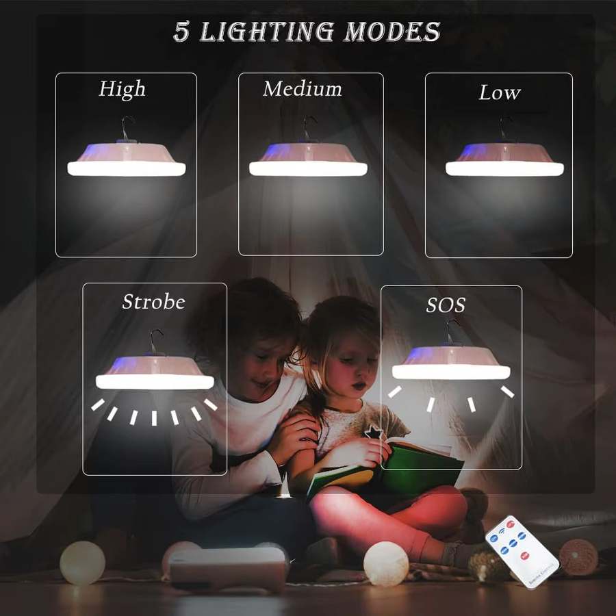 XIWANGFIRE LED-Laterne mit Solarladung und USB-Wiederaufladung, tragbares Nachtlicht in Weiß mit Fernbedienung für Camping und Garten - Bild 4