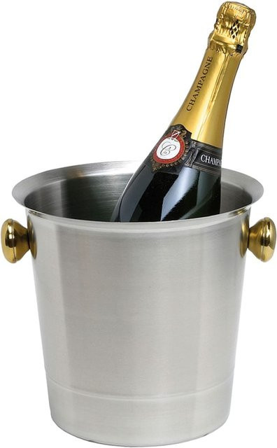 Sekt- und Champagnerkübel von ich-zapfe aus mattem 18/8 Edelstahl in Silber mit goldfarbenen Griffen, 5,0 Liter - Bild 1