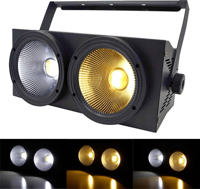 DJ AiK 2in1 COB LED Blinder 200W mit Warmweiß und Kaltweiß, DMX Bühnenlicht für DJ und Event, Schwarz - Bild 1