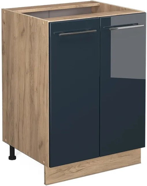 Vicco Küchenunterschrank Fame-Line Eiche Dunkelblau Hochglanz Breite: 60 cm, Höhe: 82 cm, Tiefe: 51,6 cm ohne Arbeitsplatte - Bild 2