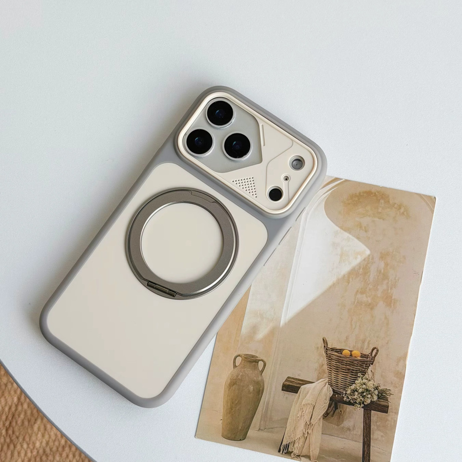 Apple iPhone Handyhülle mit 360 Grad Metallring-Halterung für MagSafe Wireless Charging in Schwarz - Bild 1