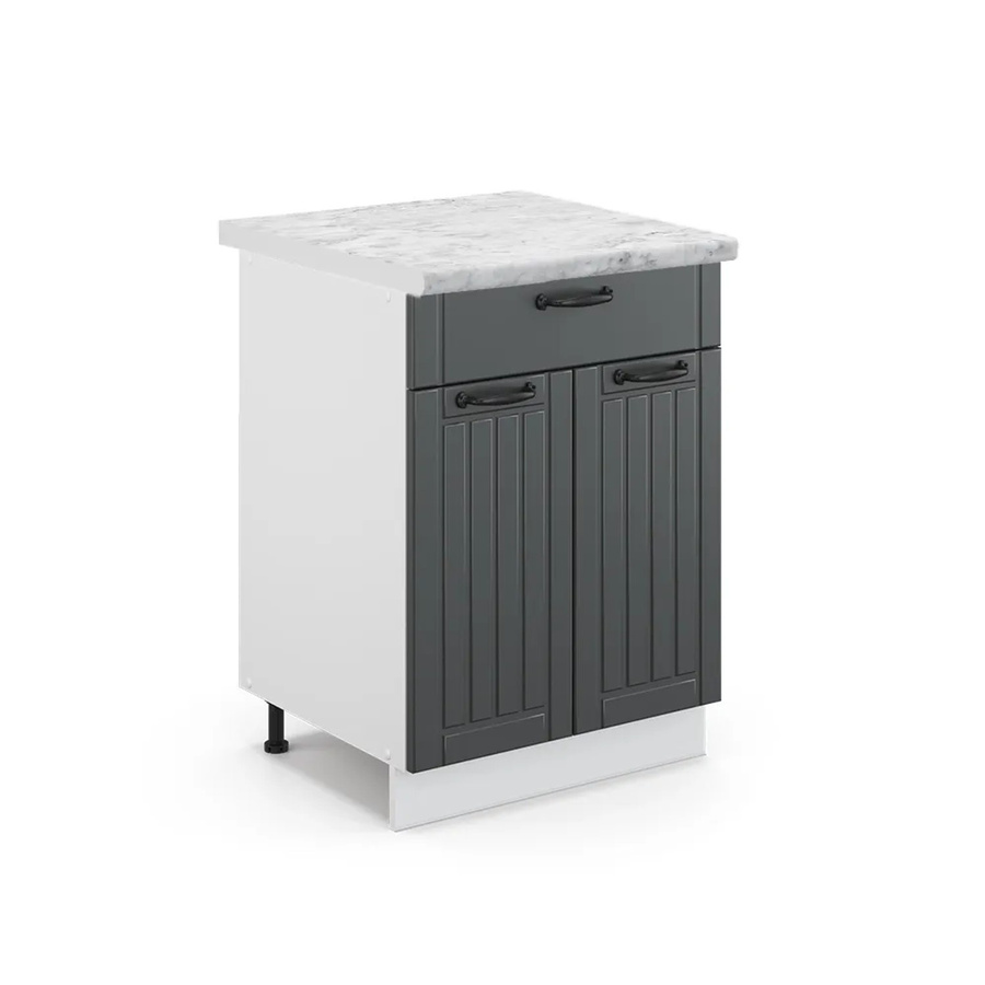 Vicco Küchenunterschrank Fame-Line in Anthrazit und Weiß im Landhausstil mit Schublade und Soft-Close-Türen, B: 60 cm, H: 82 cm, T: 60 cm - Bild 2