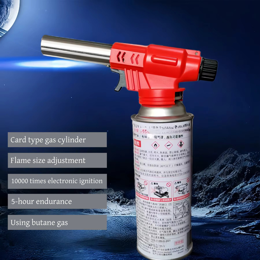 YDONGTLOGY Butanfackel in Rot mit verstellbarer Flamme und ergonomischem Griff für Karamell, Pudding und zum Backen - Bild 6