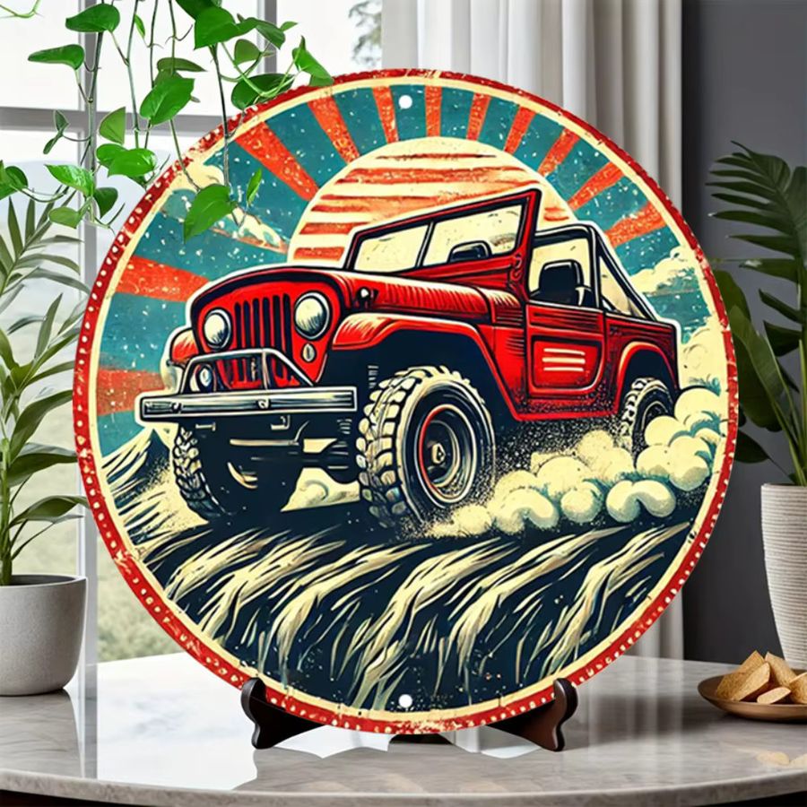 HELLOYOUNG Vintage-Metallschild aus Aluminium für Geländefahrzeuge zur Wanddekoration - Bild 2