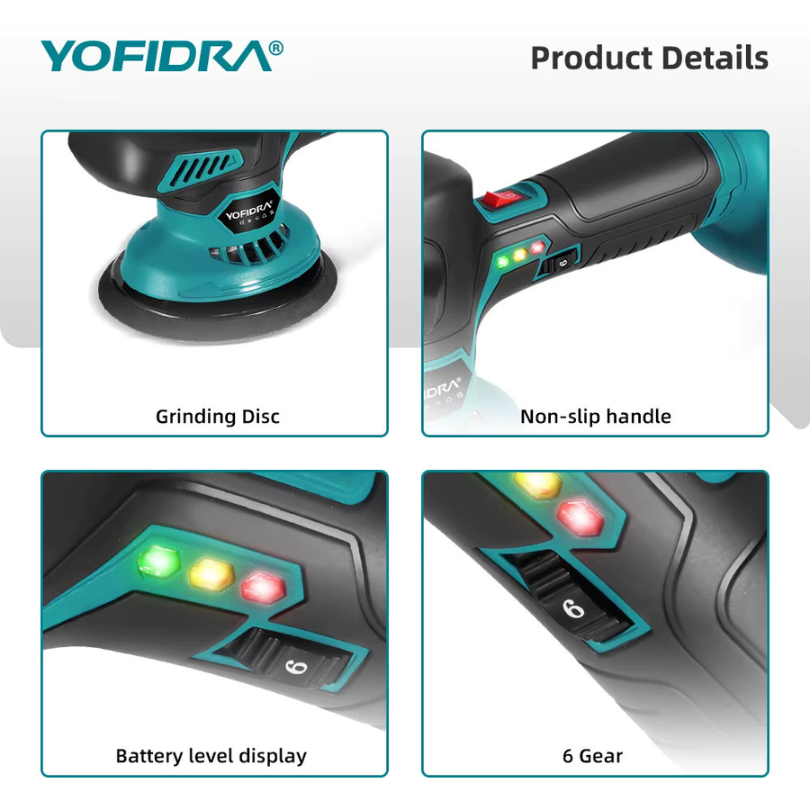 YOFIDRA Elektrische Autopoliermaschine 150 mm mit 7000 U/min für Makita LXT Akkus zum Polieren, Schleifen und Versiegeln - Bild 6