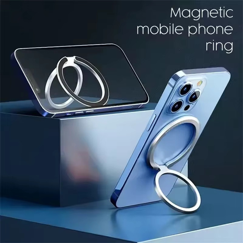 newteneight Magnetischer Metallring Handygriff und Ständer für MagSafe iPhone und Samsung, faltbare Fingerhalterung in Silber und Lila - Bild 3
