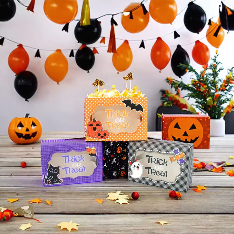 3er Set Halloween Geschenkboxen aus Papier in verschiedenen Designs, mehrfarbig, rechteckig - Bild 3
