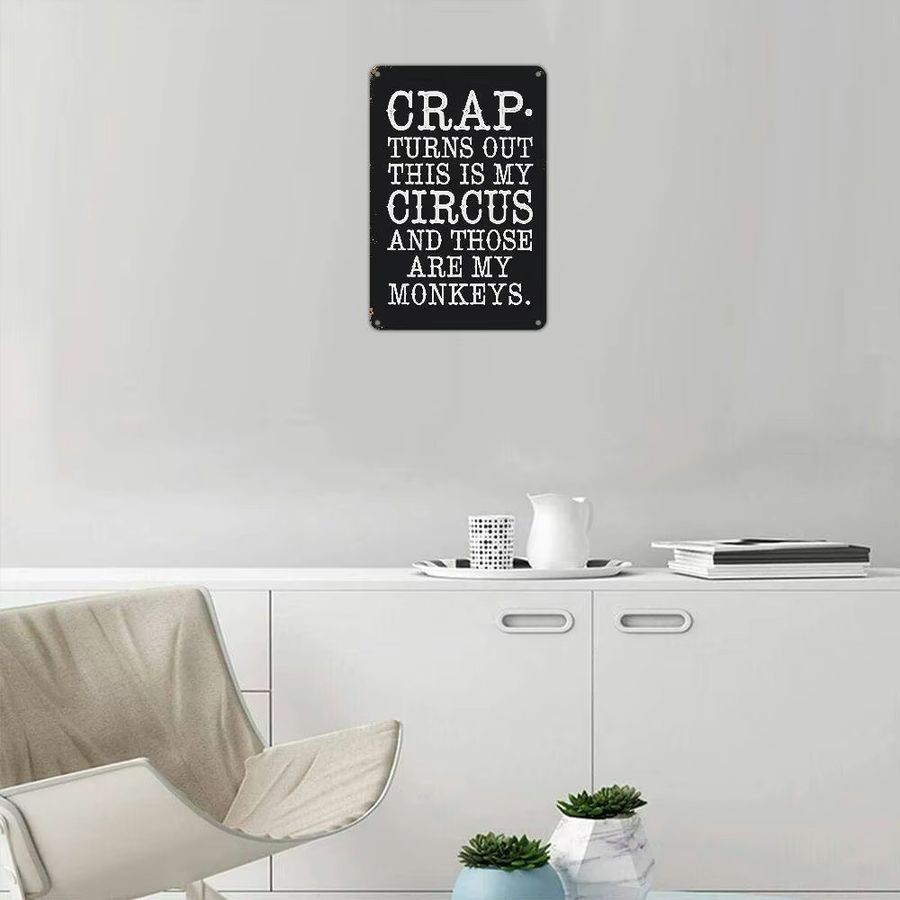 HEMITONG Vintage Metallblechschild This Is My Circus And These Are My Monkeys Retro Wanddeko für Mama und Mutter, B/H: 20 x 30 cm - Bild 4