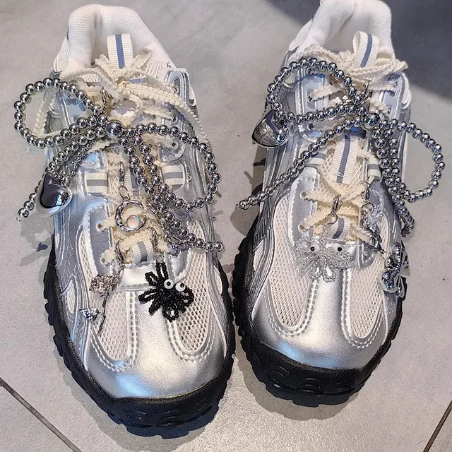 SMATLELF Charms für Turnschuhe, Silber, Perle, Herz, Damen - Bild 1