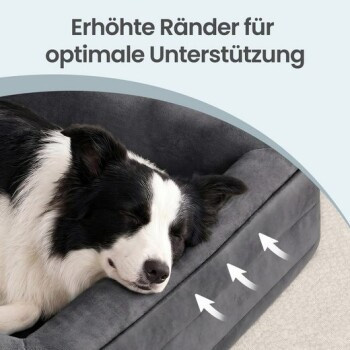 FEANDREA Orthopädisches Hundebett mit Memory-Schaum, Grau, abnehmbarer Bezug, erhöhte Ränder und rutschfester Unterseite - Bild 3