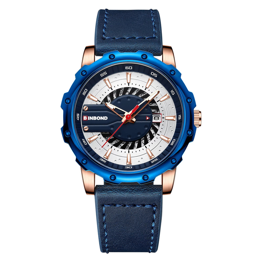 BINBOND Armbanduhr Quarz, Leder, Bicolor, Herren - Bild 7