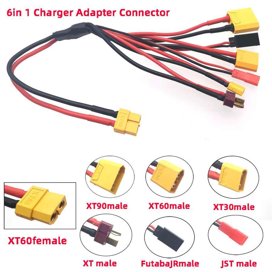 HBXINTAO XT60 Multi-Stecker-Konvertierungskabel mit XT60 Buchse auf XT, JST, Futaba, JR, XT30 und XT90 Stecker für Ladegeräte - Bild 2