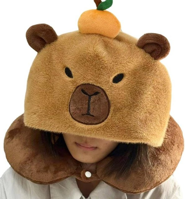 Fashnics Capybara Plüsch Nackenkissen, U-Form, braun, ab 3 Jahre - Bild 1