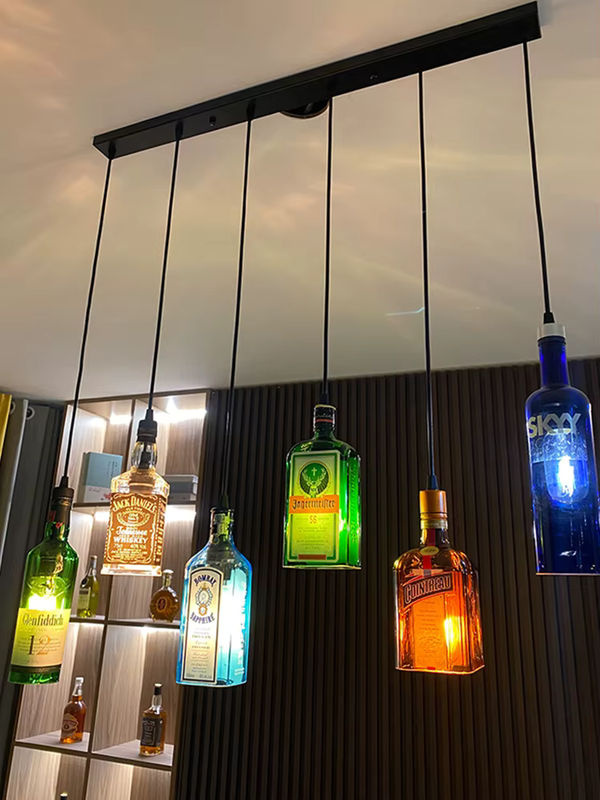 Lava Corki Retro Industrie Loft Hängelampe aus Glas in Transparent für Wein Flaschen im Edison Style - Bild 6
