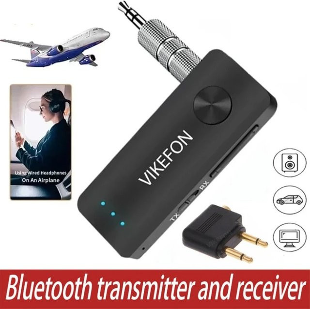 VIKEFON 2-in-1 Bluetooth 5.4 Audio-Empfänger und -Sender HiFi-Stereo-Wireless-Adapter mit 3,5-mm-AUX und Mikrofon in Schwarz - Bild 1