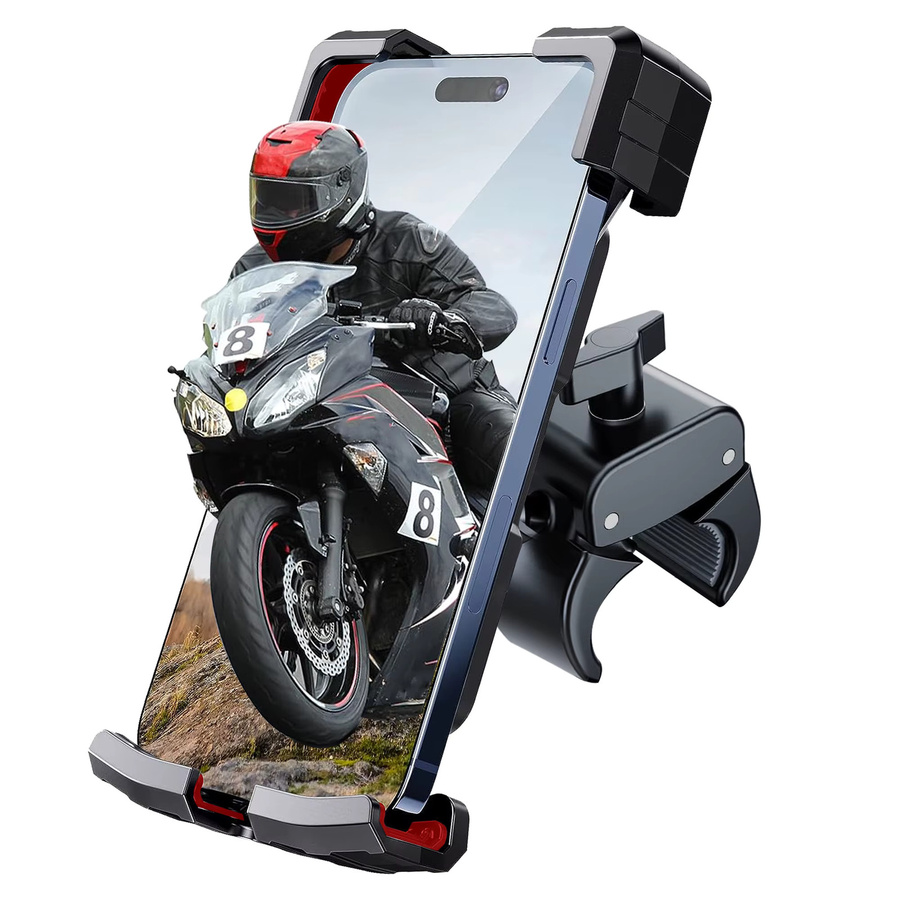Motorrad-Telefonhalterung mit Dual Vibration Dampener und Upgrade-Lenkerclip in Schwarz für Motorrad und Fahrrad - Bild 6