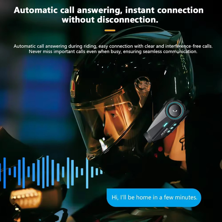 Kebidumei Motorradhelm-Headset Intercom mit Kamera, wasserdichter Bluetooth-Lautsprecher und Stereo-Freisprecheinrichtung in Schwarz - Bild 3