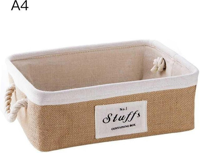 Tooarts Aufbewahrungskorb aus Jute in Beige und Weiß für Haushalt und Schreibtisch - Bild 1