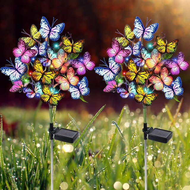 DBF Solar-Schmetterlingsblumen-Bodenlampe in Mehrfarbig mit RGB-Beleuchtung für Garten und Hof - Bild 1
