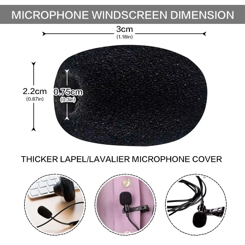 Mikrofon Ersatz Schaum Windschutz in Schwarz für Headset und Telefon Mikrofone (15 oder 100 Stück) - Bild 2