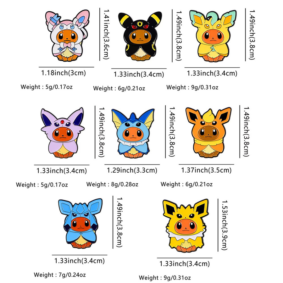 Potdemiel Pokémon Eevee Familie Emaille-Pins, 8-teiliges Set, Metall, bunt - Bild 2