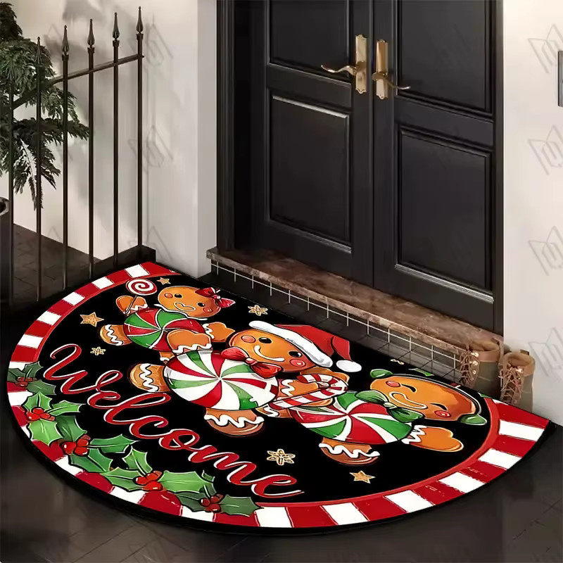 VIKAMA Weihnachtliche Welcome Bodenmatte mit Lebkuchenmann Motiv in Multicolour, wasserabsorbierende Fußmatte für den Eingangsbereich oder das Badezimmer - Bild 4
