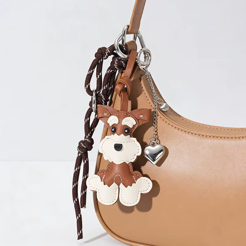 Yogodlns Taschenanhänger Leder, Hund Schnauzer, Unisex - Bild 1
