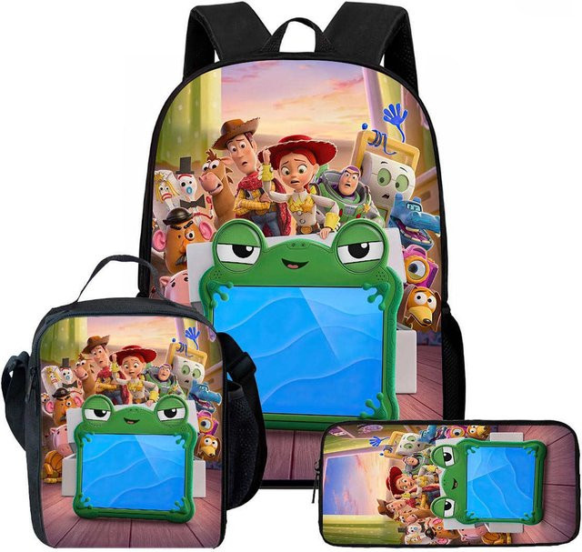 NELA-STYL Toy Story 5 Cartoon Rucksack Set für Kinder, 3-teilige Schultasche mit Brotdose und Federmäppchen, Multicolour, Pattern 4 - Bild 1