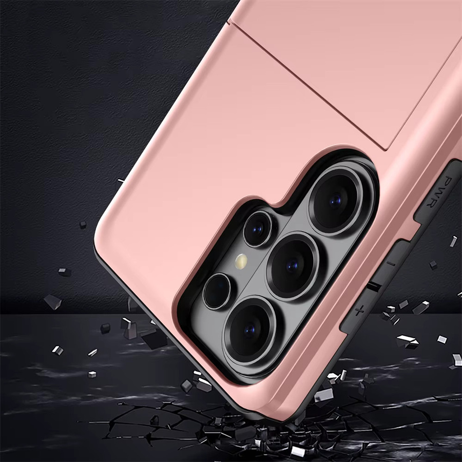Xeber Brieftaschen-Hülle mit Schiebe-Kartenfach für Samsung Galaxy S26 S25 S24 S23 S22 Ultra FE A37 A57 stoßfeste Handyhülle in Silber und Pink - Bild 3