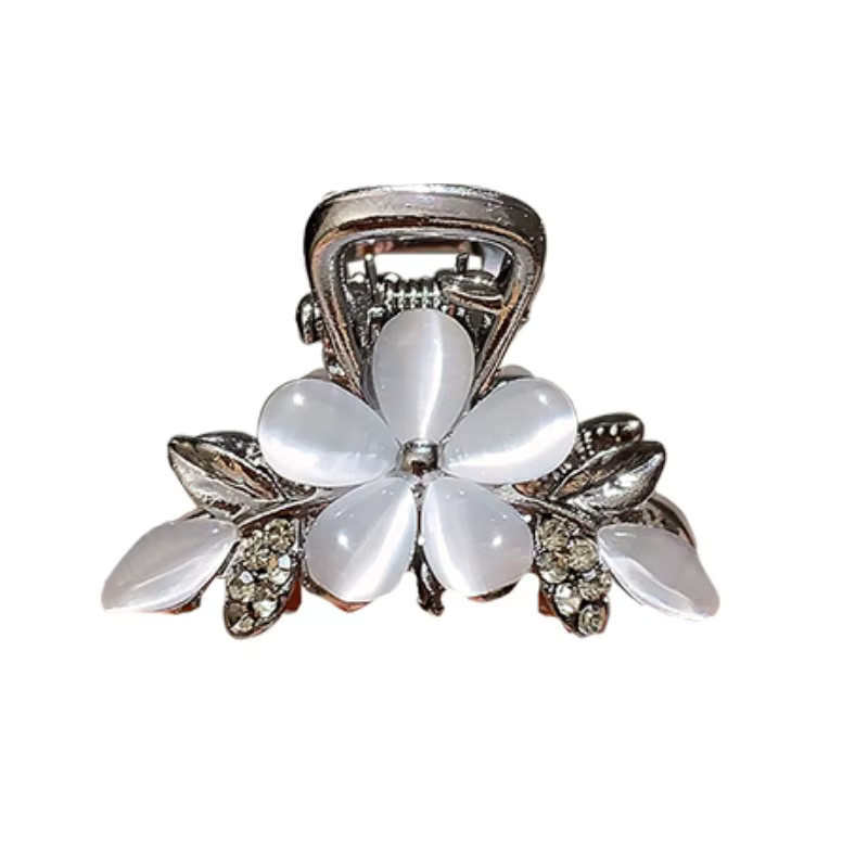 Haarspange Blumen, Mattsilber, Metallbasis, Diamantzweige - Bild 2