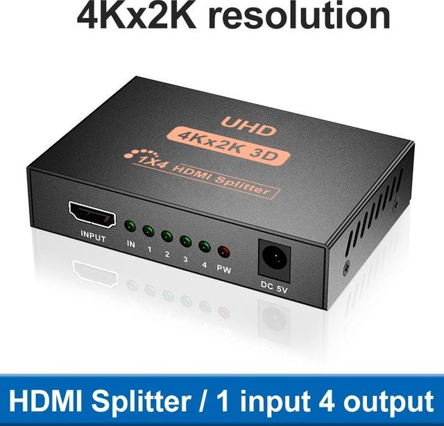 YJMP Electronic HDMI Splitter Switcher 1 auf 4 Out 4K Video Display Konverter in Schwarz - Bild 1