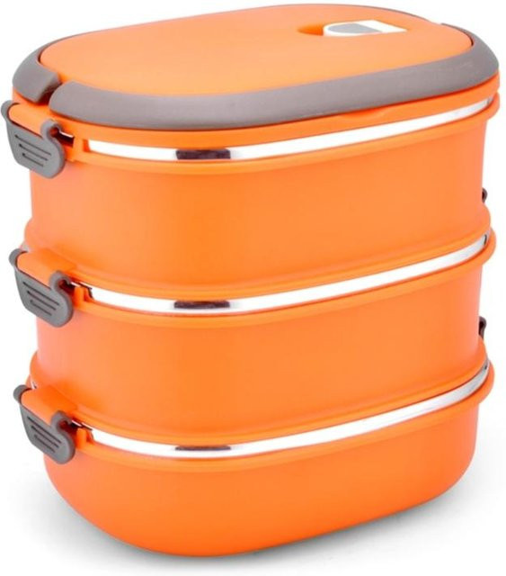 Isolierte Edelstahl Lunchbox mit mehreren Ebenen und Fächern, auslaufsicher und spülmaschinenfest, orange - Bild 1