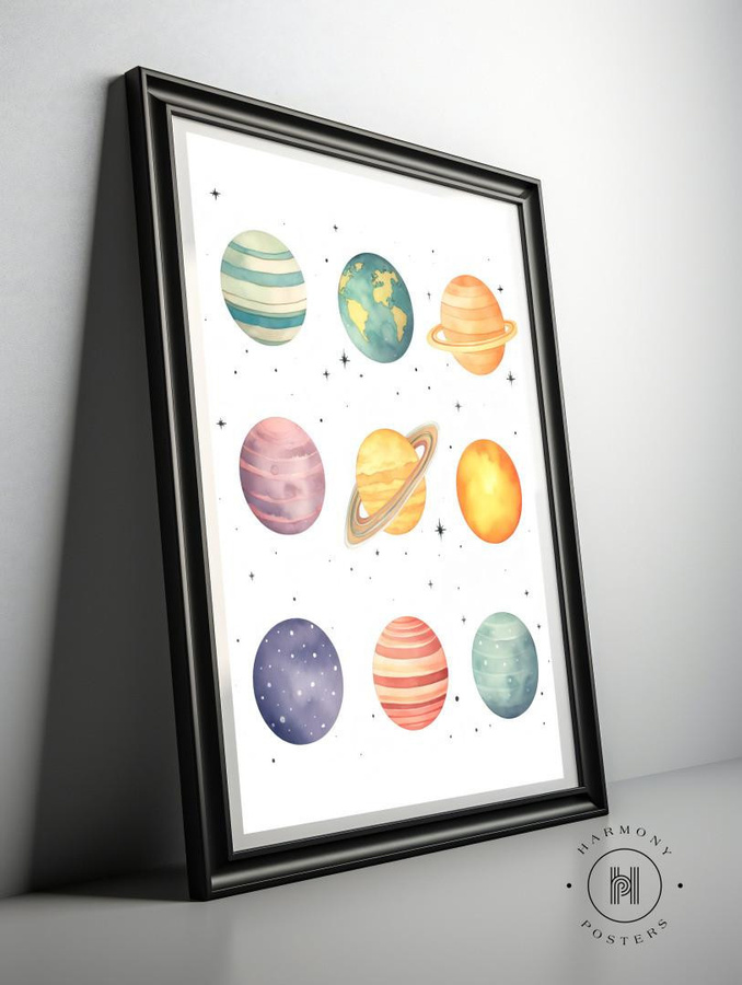 Poster Kleiner Astronom Sternenentdeckungen von iKable, Rahmen Holz Helle Eiche, B: 50 cm, H: 70 cm - Bild 4