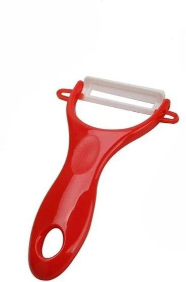 Keramik-Sparschäler-Set von Super Star Mall, ultra-scharfer Gemüse- und Obstschäler aus Keramik und Metall, rot - Bild 1