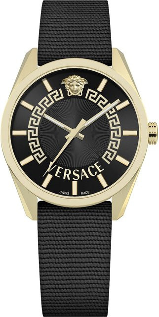 Versace Armbanduhr, Quarz, Edelstahl, Leder, 36 mm, Damen, Schwarz - Bild 1