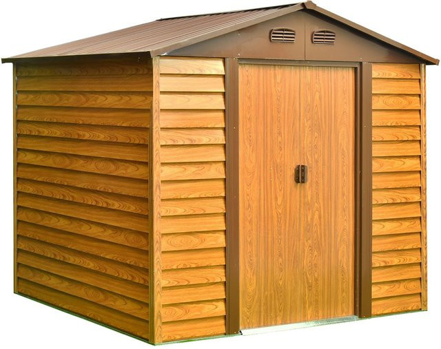 GreenYard Metallgerätehaus Sherwood aus verzinktem Stahl in Braun, B/T/H: 236 x 195 x 209 cm - Bild 1