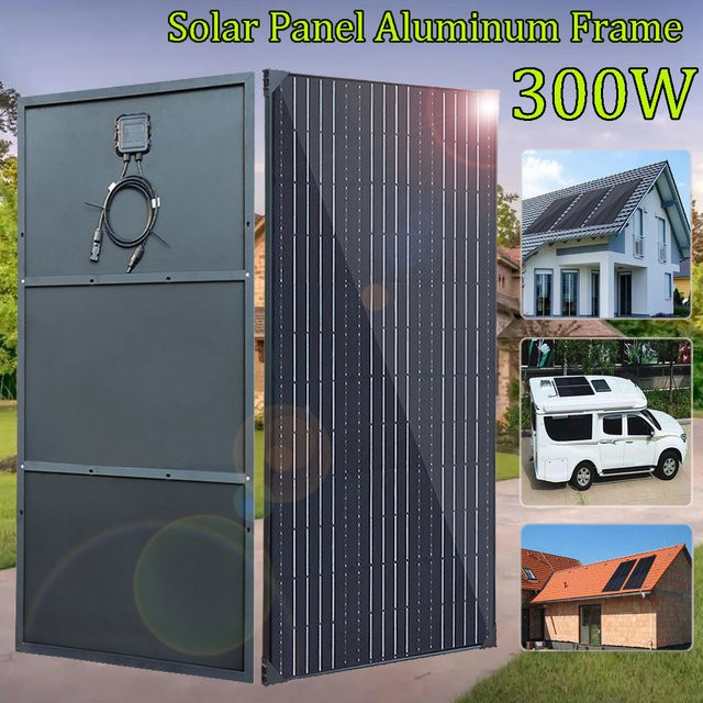 xinpuguang Solarpanel mit Aluminiumrahmen in Schwarz für Wohnmobil, Boot und Balkon als 12V Photovoltaik-Panel zur Batterieladung - Bild 1