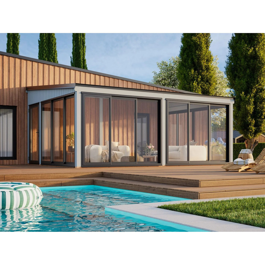 Palmako Holz-Gartenhaus Lumi Slide mit Pultdach in Hellgrau, B: 582 cm, T: 420 cm - Bild 2