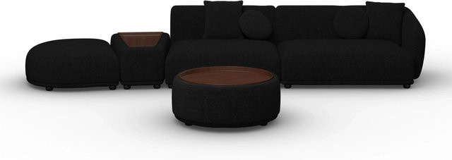 Bessagi Home Wohnlandschaft Kira L-Form in Schwarz mit Chenille-Stoff und Scatter-Kissen - Bild 1