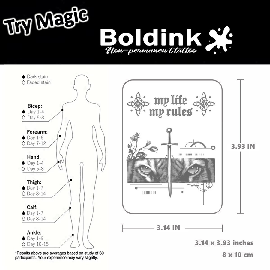 Boldink Go One's Own Way Temporäres Tattoo, Unisex, wasserfest - Bild 4