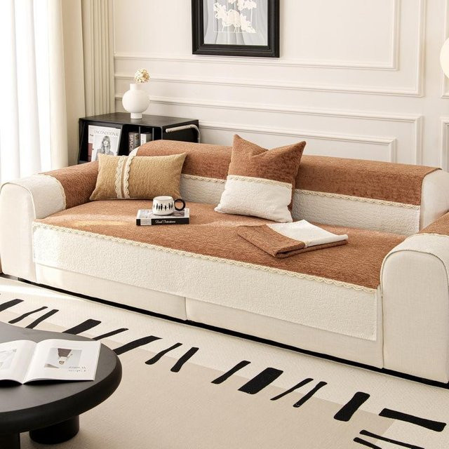 Super Six Winter Plüsch Sofa Kissen in Milchkaffee, B/B: 70 x 70 cm - Bild 1